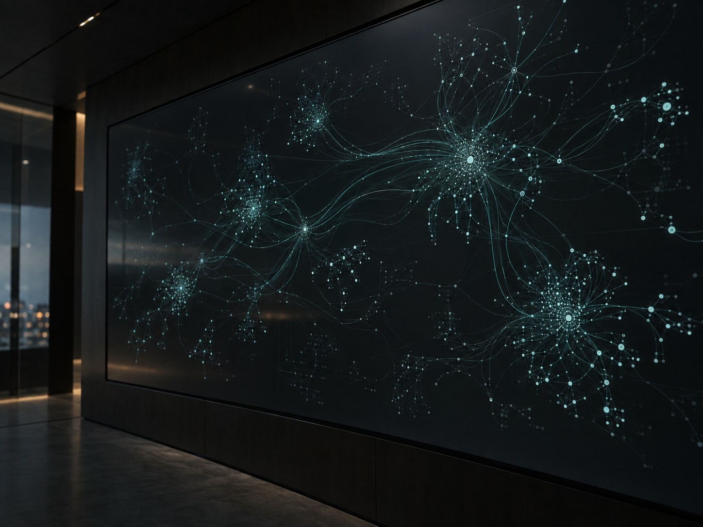 Conceptual visualization of connected software services and data flows